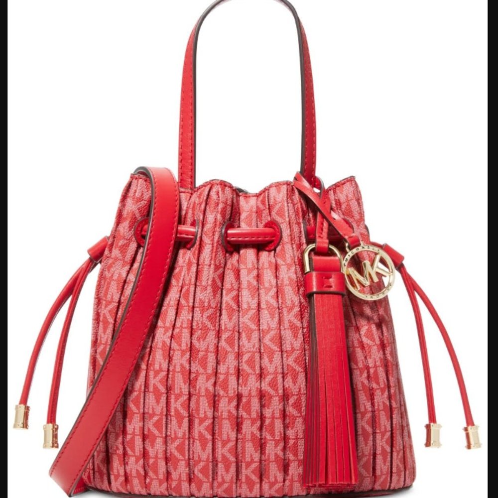 Michael Kors Willa Small Pleated Logo Tote Bag - Red - Totes